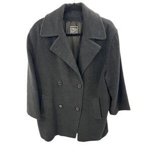 Cinzia Rocca Charcoal Grey Wool Double Breasted Pea Coat Womens 12P